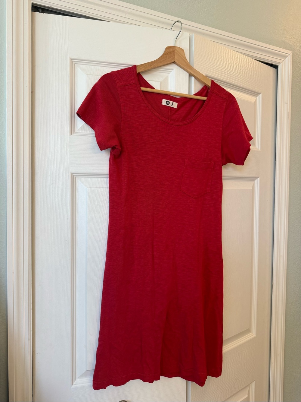 American giant red supima cotton mini dress size small LIKE NEW - Picture 3 of 7